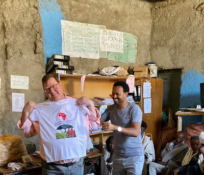 MIC@M team members Michael McCord, Mebrahtu Gebre and John Caroll during an informational session on crop microinsurance for smallholder farmers in Ethiopia.